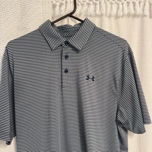 Under Armour Men's Striped Polo Shirt - Navy and Grey